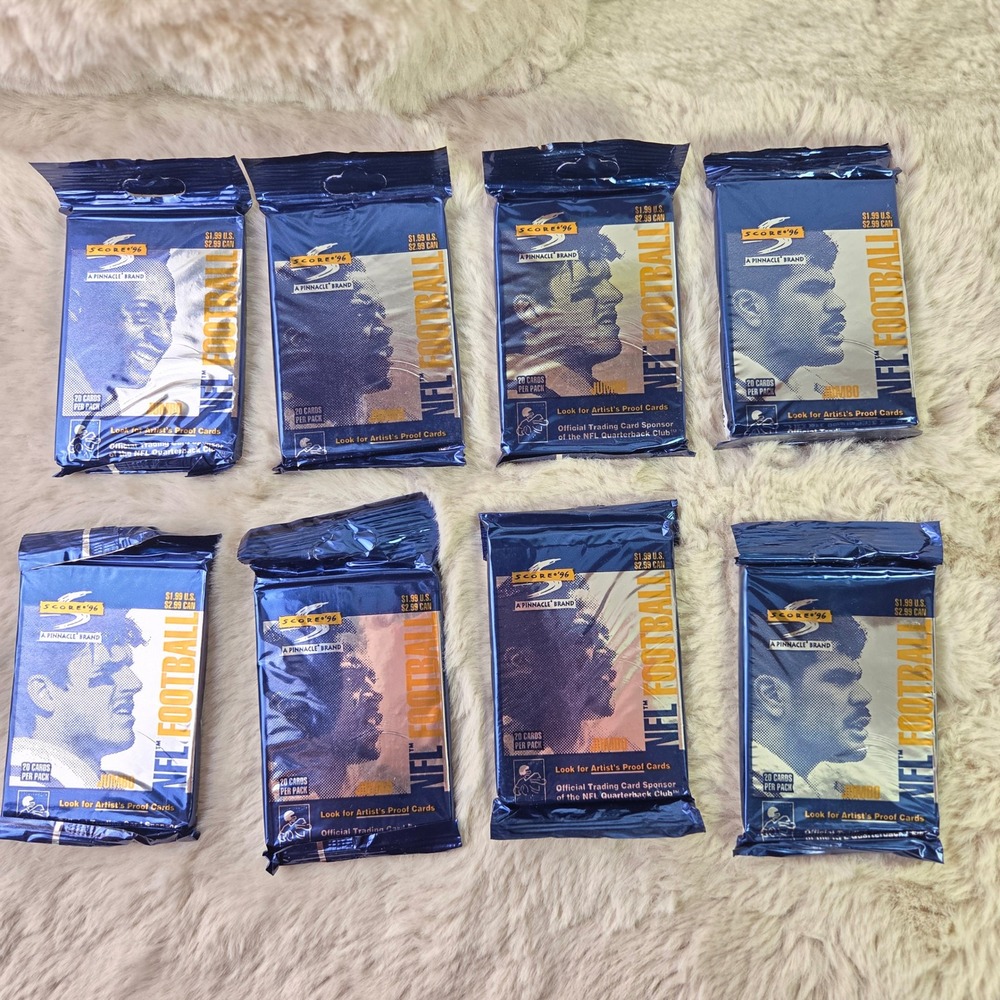 8 Pack Lot 1996 Score NFL Football Pinnacle Jumbo Packs 20 Cards Per Pack Sealed